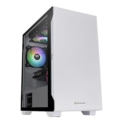Thermaltake S100 Tempered Glass Snow Edition Micro Chassis - Micro Tower - White - SPCC, Tempered Glass, Steel, Metal - 4 x Bay - 1 x 4.72" x Fan(s) Installed