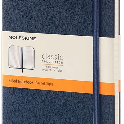 Moleskine Classic Hard Cover Notebook, 5" x 8-1/4", Ruled, 240 Pages, Sapphire Blue