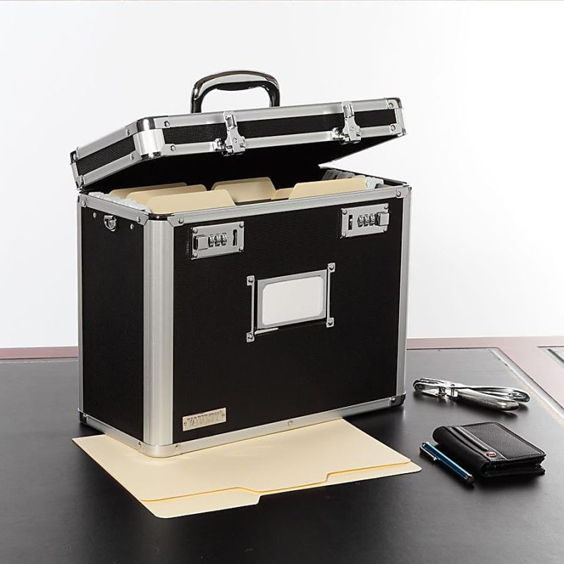 Vaultz® Locking Storage File Tote, Letter Size, 12 1/4" x 13 3/4" x 7 1/4", Black - Image 2