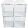 Deflecto Interlocking Tilt Bins, 5-1/2”H x 4-3/4”W x 4-7/8”D, Clear/White, Pack Of 4 Bins