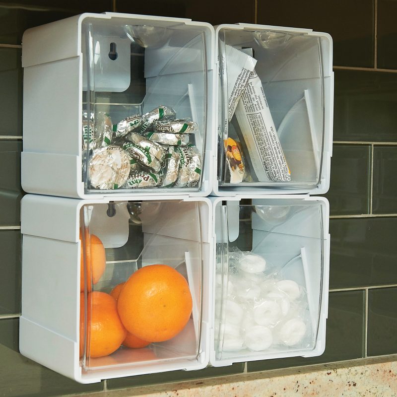 Deflecto Interlocking Tilt Bins, 5-1/2”H x 4-3/4”W x 4-7/8”D, Clear/White, Pack Of 4 Bins - Image 2