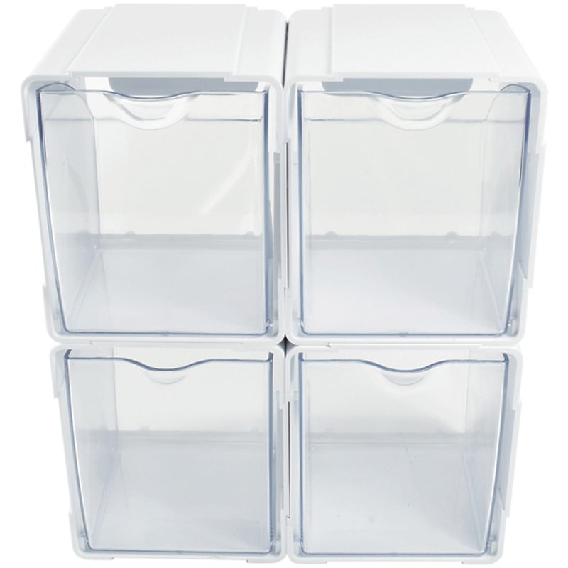 Deflecto Interlocking Tilt Bins, 5-1/2”H x 4-3/4”W x 4-7/8”D, Clear/White, Pack Of 4 Bins - Image 6