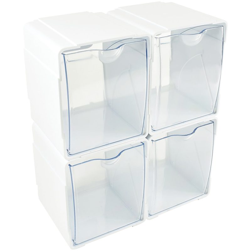 Deflecto Interlocking Tilt Bins, 5-1/2”H x 4-3/4”W x 4-7/8”D, Clear/White, Pack Of 4 Bins - Image 9