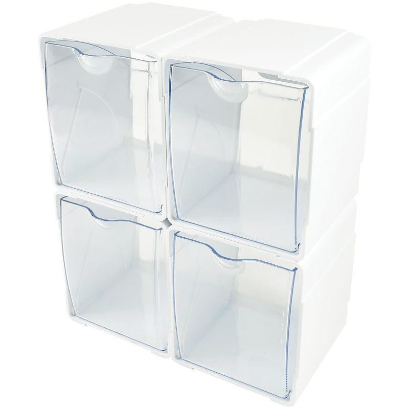 Deflecto Interlocking Tilt Bins, 5-1/2”H x 4-3/4”W x 4-7/8”D, Clear/White, Pack Of 4 Bins - Image 10