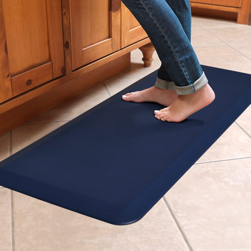 GelPro NewLife Designer Comfort Leather Grain Anti-Fatigue Floor Mat, 20" x 48", Navy - Image 2