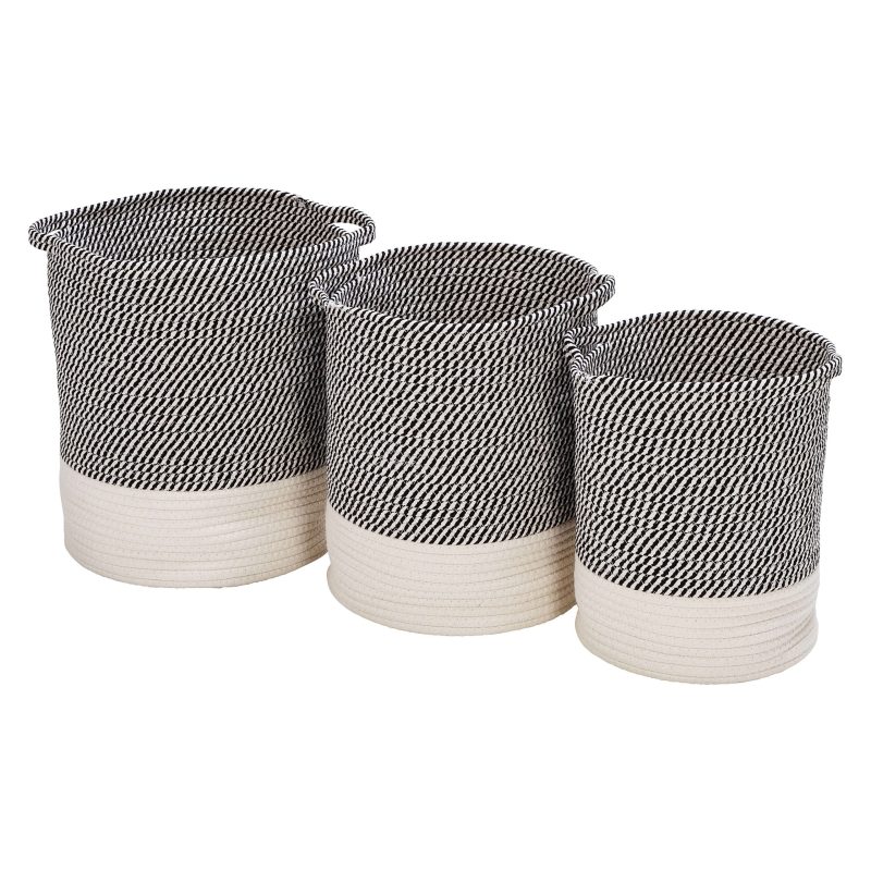 Honey Can Do 2-Tone Baskets, 14-3/16”H x 13-13/16”W x 13-13/16”D, Gray/White, Set Of 3 Baskets - Image 2