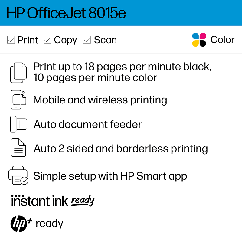 HP OfficeJet 8015e Wireless Color All-in-One Printer with 6 months free ink with HP+ (228F5A) - Image 4