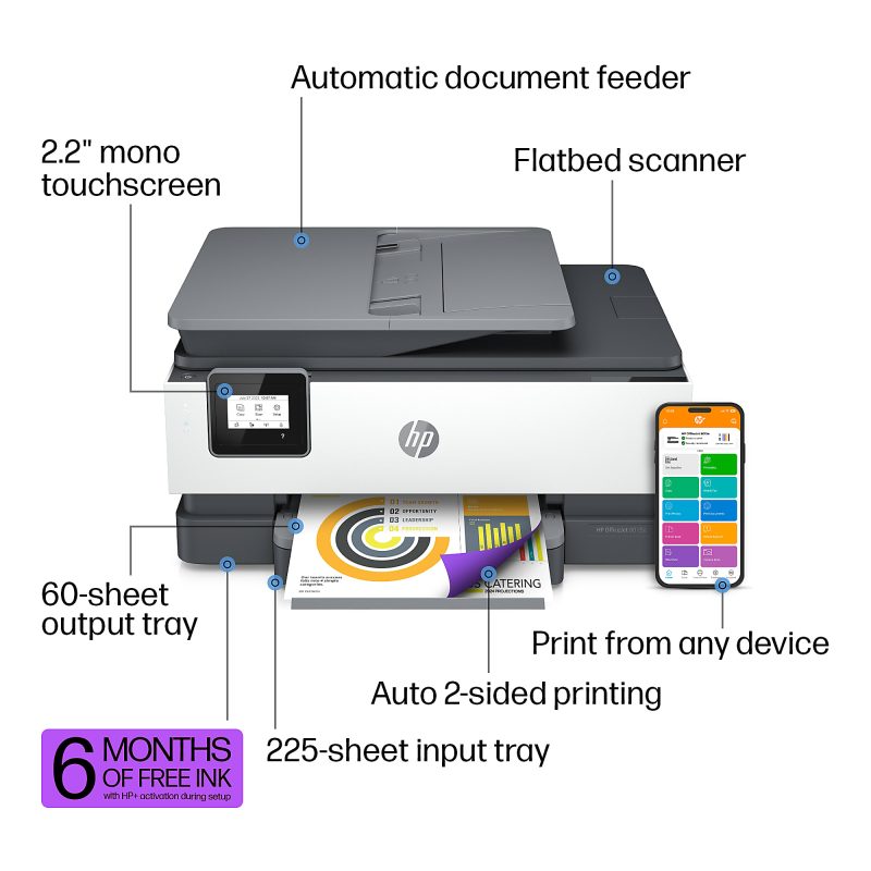 HP OfficeJet 8015e Wireless Color All-in-One Printer with 6 months free ink with HP+ (228F5A) - Image 6