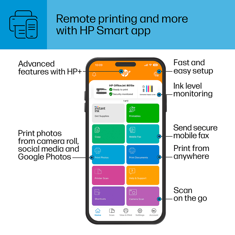 HP OfficeJet 8015e Wireless Color All-in-One Printer with 6 months free ink with HP+ (228F5A) - Image 9