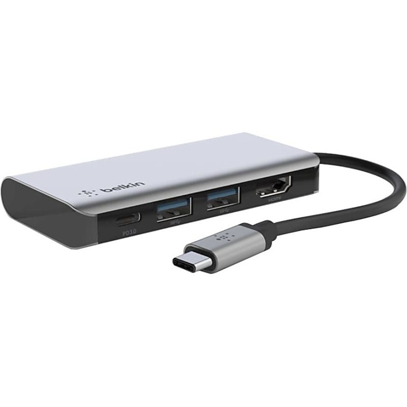 Belkin USB-C 4-in-1 Multiport Adapter, Laptop Docking Station, 2x USB-A 3.0, 4k HDMI, 100W Power Delivery - USB Type C - USB Type-C - Wired - Image 6