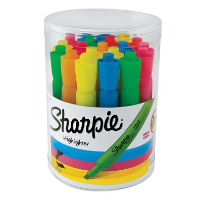 Sharpie® Tank Style Highlighters, Chisel Tip, Fluorescent Yellow, Box of 24 - Assorted,20