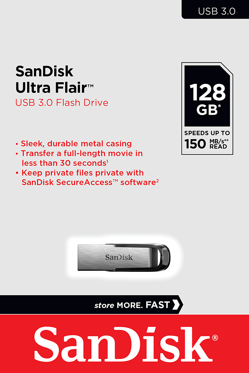 SanDisk Ultra Flair™ USB 3.0 Flash Drive, 256GB, Silver - Image 4