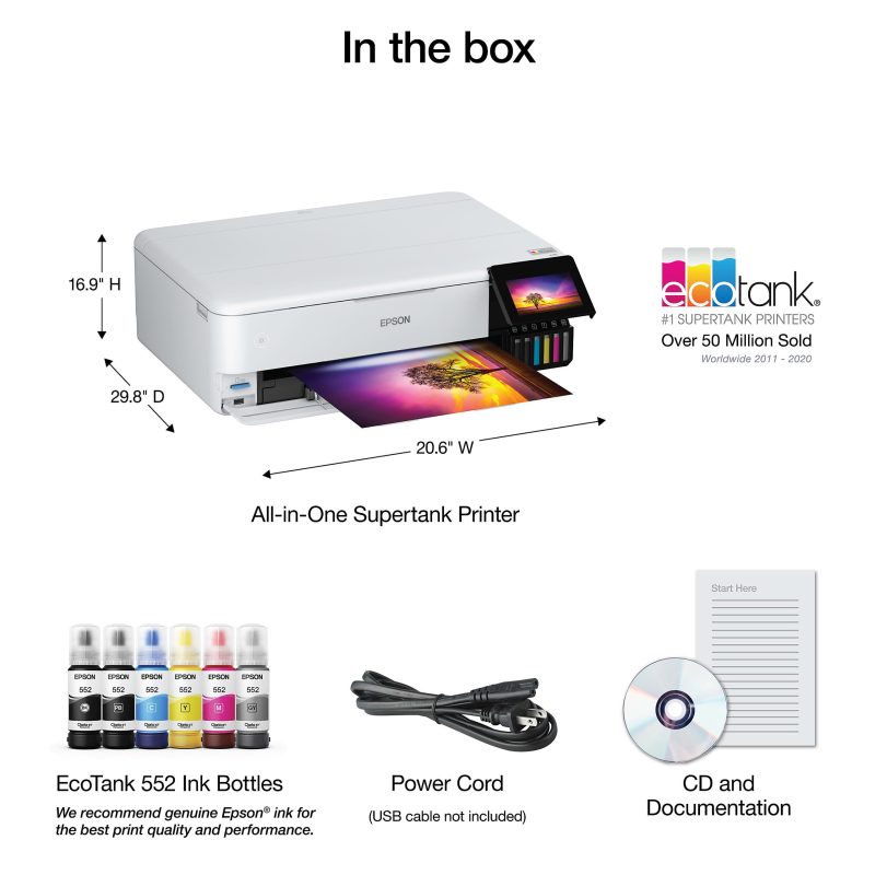 Epson® EcoTank® Photo ET-8550 SuperTank® Wide-Format Wireless Inkjet All-In-One Color Printer - Image 4