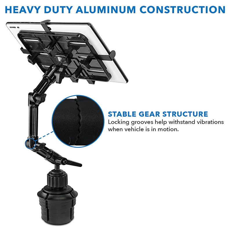 Mount-It! MI-7320 Car Cup Holder Mount For 7 - 11" Tablets, Black - Image 3