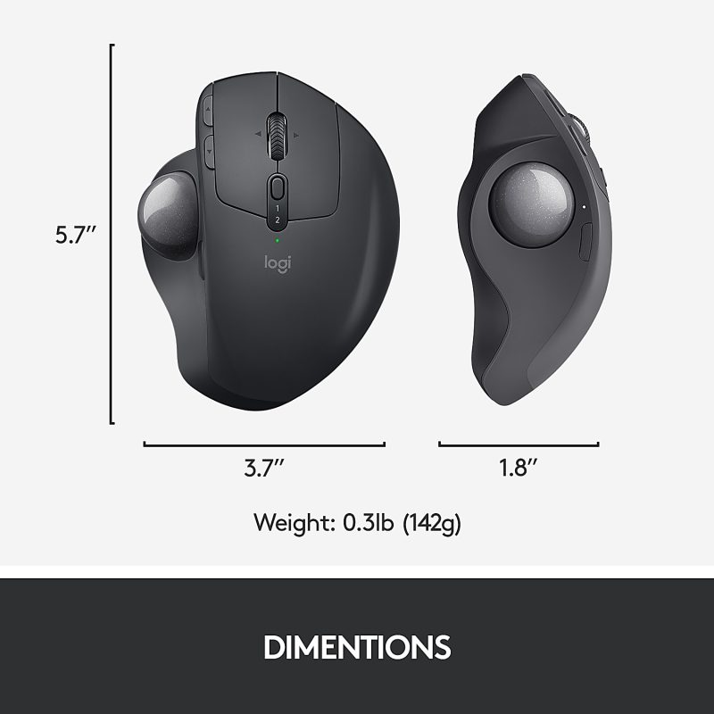 Logitech® MX ERGO PLUS Advanced Wireless Trackball Mouse, Black, 910-005178 - Image 7