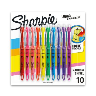 Sharpie® Liquid Highlighters, Chisel Tip, Fluorescent Yellow, 12 Count - Assorted,10
