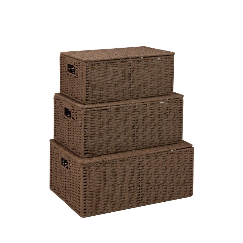 Honey-Can-Do Paper Rope Baskets, Medium Size, Taupe, Set Of 3 - Image 2