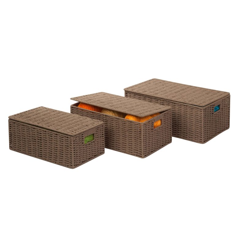 Honey-Can-Do Paper Rope Baskets, Medium Size, Taupe, Set Of 3 - Image 3