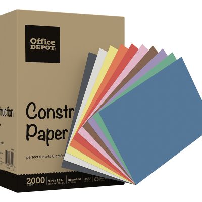 Office Depot® Brand Construction Paper, 9" x 12", 100% Recycled, Assorted Colors, Pack Of 2,000 Sheets