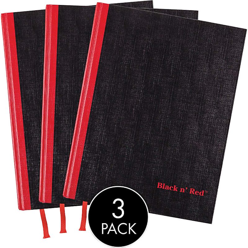 Black n' Red Casebound Hardcover Notebooks, 12" x 8 1/2", Black/Red, Pack Of 3 - Image 2