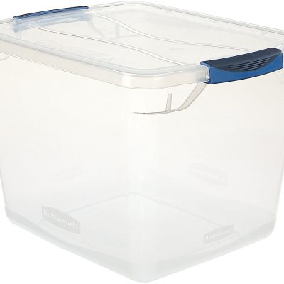 Rubbermaid® Cleverstore Storage Tote With Latching Lid, 30 Qt, 18-3/4" x 13-3/8" x 10-1/2", Clear