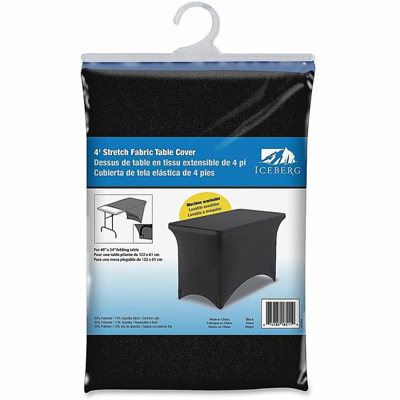 Iceberg Fabric Table Cover, 24" x 48", Black - Image 2