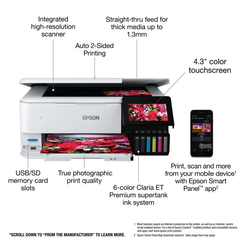 Epson® ET-8500 Wireless All-In-One Color Inkjet Printer - Image 2