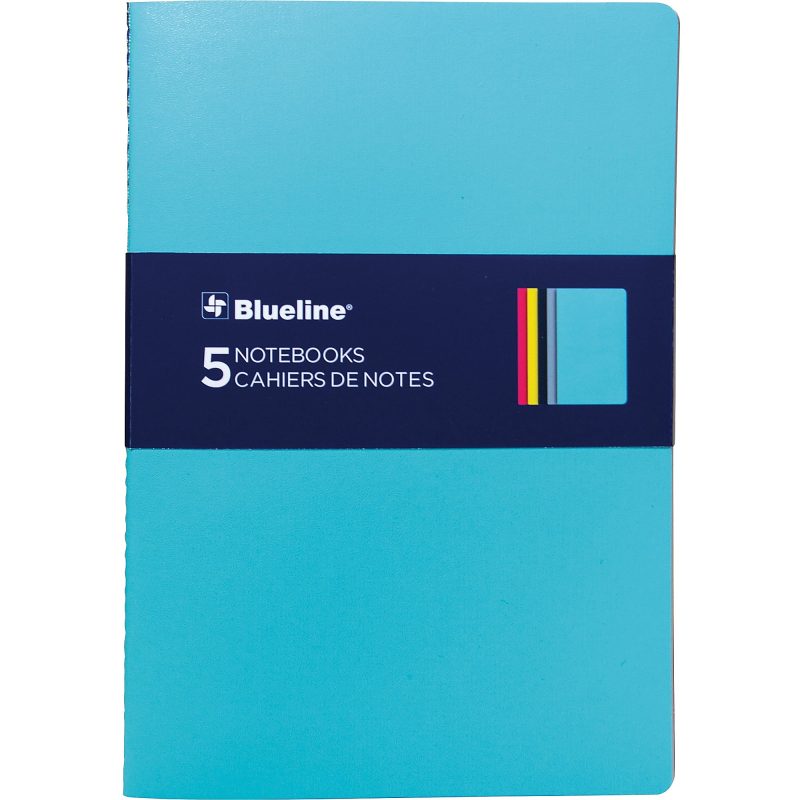 Rediform® Blueline 5 Notebooks, Pack Of 5, 5 3/4" x 8 1/4", 64 Sheets, Assorted Colors - Image 2