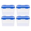 Iris Ultimate Weathertight Storage Boxes, 19-3/4”L x 16-3/16”W x 14-1/4”H, 46.6 Qt, Clear, Set Of 4 Boxes