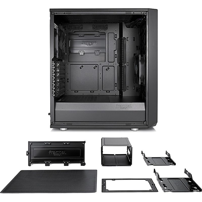 Fractal Design Meshify C Computer Case - Mid-tower - Black - Steel - 5 x Bay - 2 x 4.72" x Fan(s) Installed - ATX, Micro ATX, ITX Motherboard Supported - 7 x Fan(s) Supported - 3 x Internal 2.5" Bay - 2 x Internal 2.5"/3.5" Bay(s) - 7x Slot(s) - Image 7