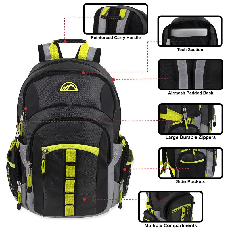 Mountain Edge Multi-Pocket Daisy Chain Backpack With 17" Laptop Sleeve, Dark Gray - Image 2