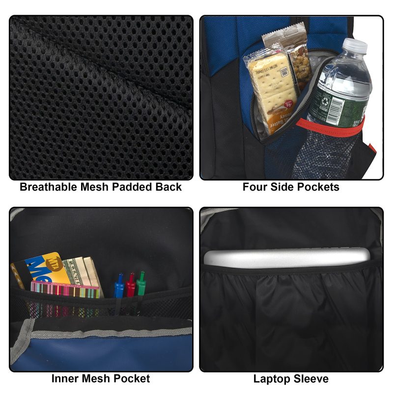 Mountain Edge Multi-Pocket Daisy Chain Backpack With 17" Laptop Sleeve, Blue - Image 4