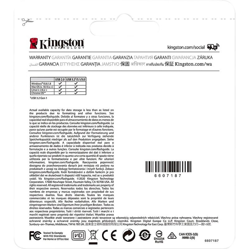 Kingston DataTraveler Kyson 256GB USB 3.2 (Gen 1) Type A Flash Drive - 256 GB - USB 3.2 (Gen 1) Type A - 200 MB/s Read Speed - 60 MB/s Write Speed - Silver - 5 Year Warranty - 1 Piece - Image 3