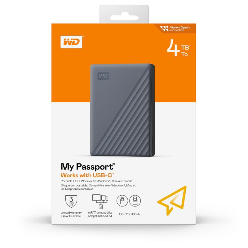 Western Digital WD My Passport® Portable Hard Drive, 4TB, Silicon Gray - Image 5