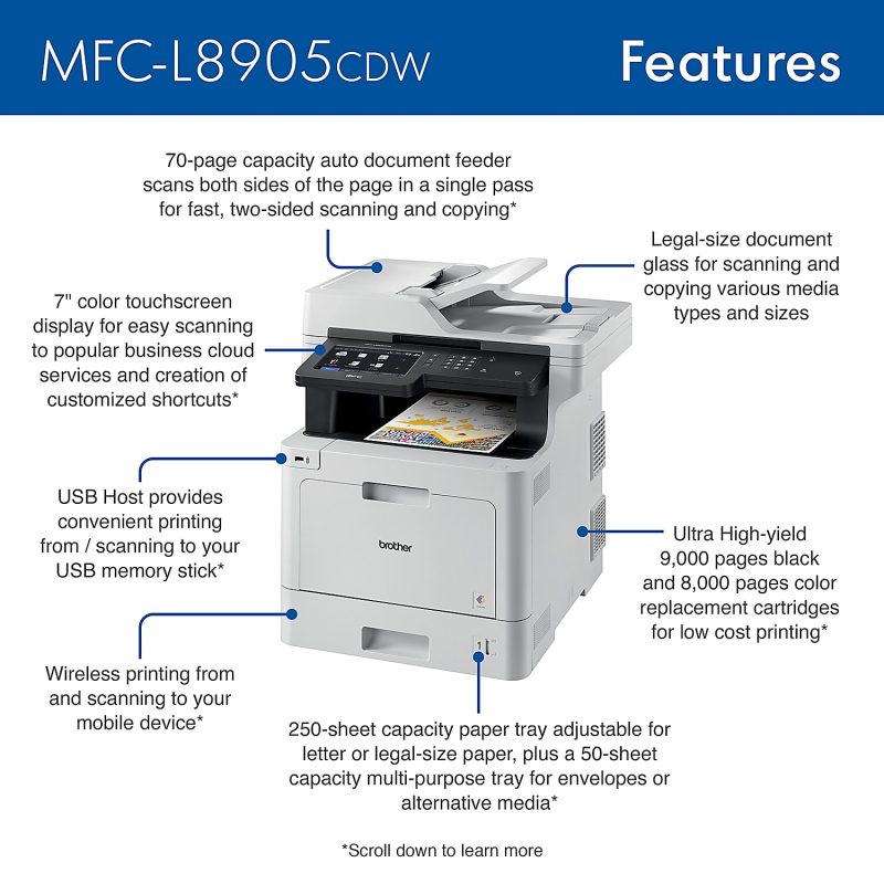 Brother® Business MFCL8905CDW Wireless Laser All-In-One Color Printer - Image 2