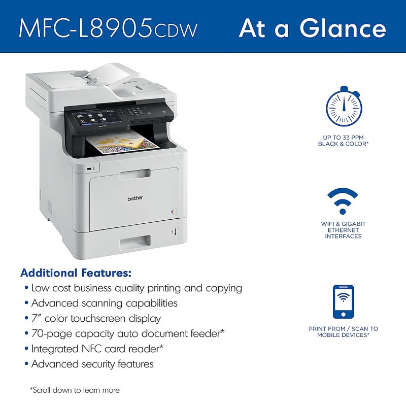 Brother® Business MFCL8905CDW Wireless Laser All-In-One Color Printer - Image 3