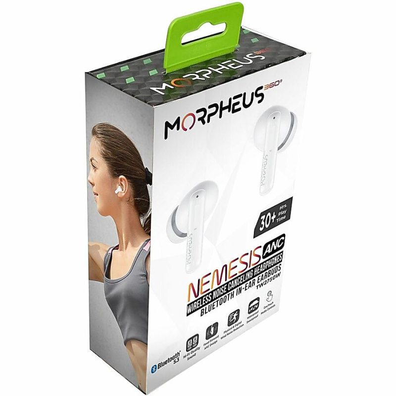 Morpheus 360 Nemesis ANC Wireless Noise Cancelling Headphones | Bluetooth Earbuds | 30H Playtime | TW2750W | - Stereo - 10mm Graphene Drivers - True Wireless - Feed Forward NC - Binaural - In-ear - 4 ENC Reduction Microphones - Waterproof IPX5 - White - Image 5