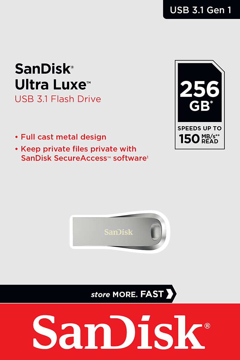 SanDisk® Ultra Luxe USB 3.1 Flash Drive, 256GB, Silver - Image 2