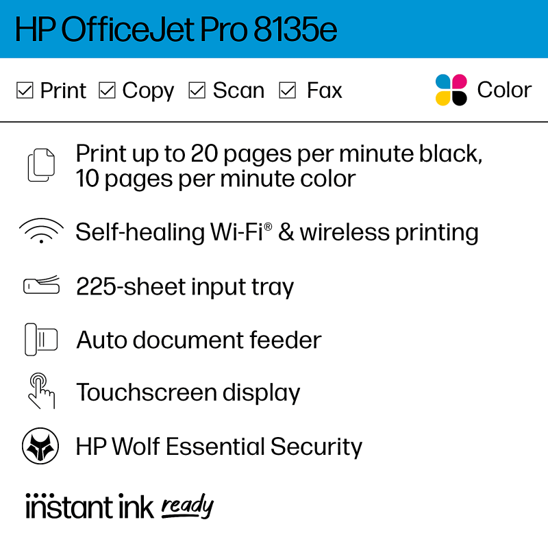 HP OfficeJet Pro 8135e All-in-One Printer with 3 months free instant ink with HP+ - Image 3