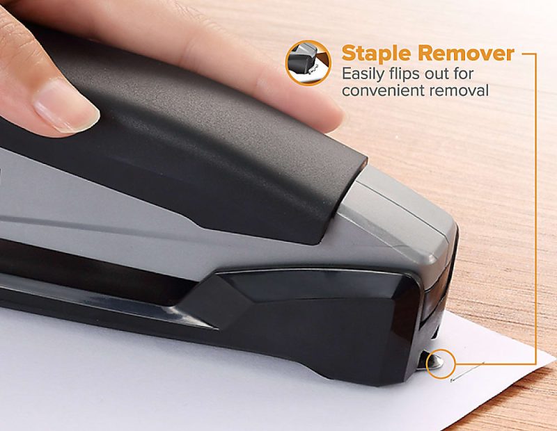 Bostitch® InPower™ Spring-Powered Desktop Stapler, 20-Sheet Capacity, Black/Gray - Image 2