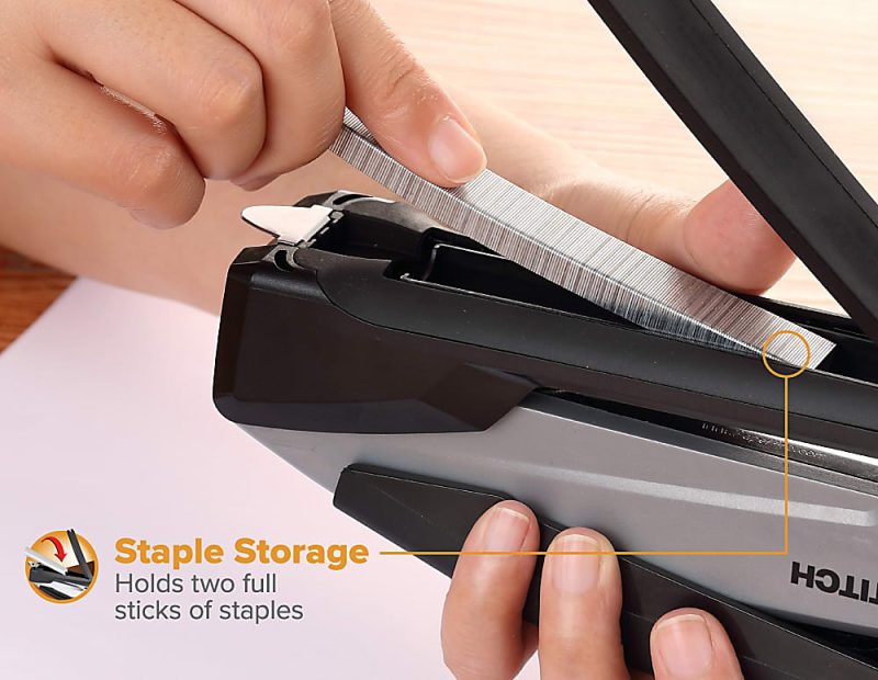 Bostitch® InPower™ Spring-Powered Desktop Stapler, 20-Sheet Capacity, Black/Gray - Image 3