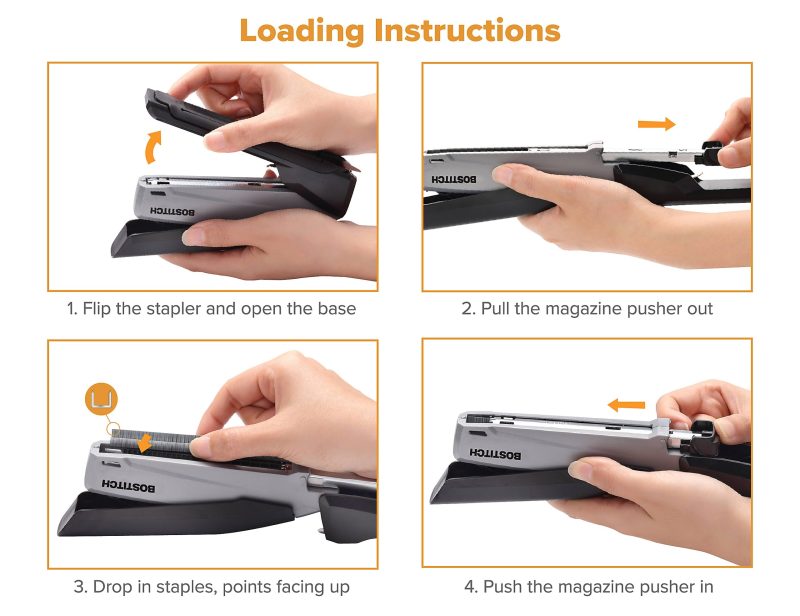 Bostitch® InPower™ Spring-Powered Desktop Stapler, 20-Sheet Capacity, Black/Gray - Image 4
