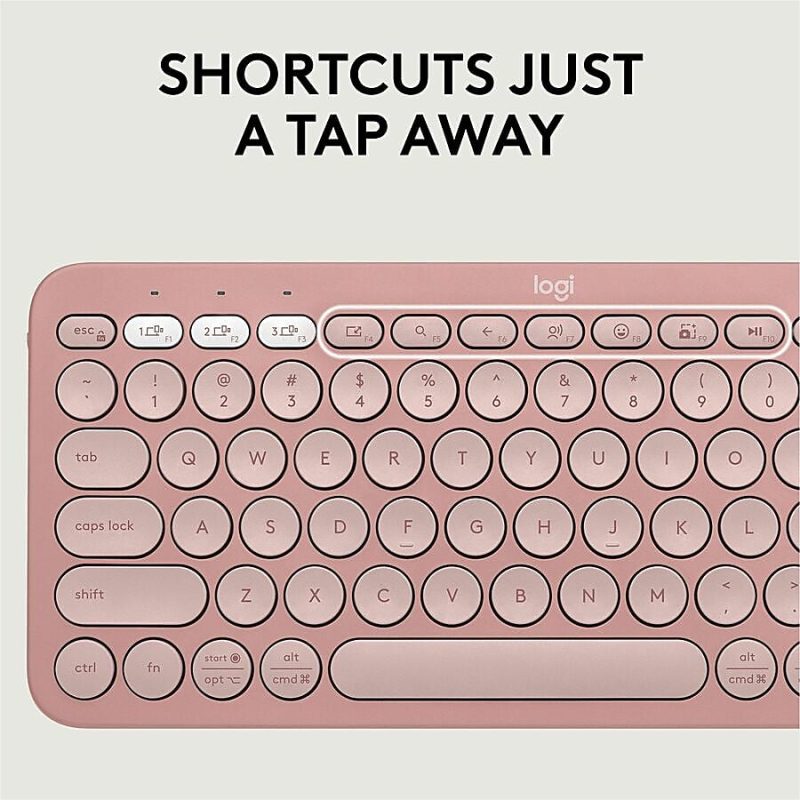 Logitech Pebble 2 Combo, Wireless Keyboard and Mouse, Quiet and Portable, Customizable, Logi Bolt, Tonal Rose - USB Type A Wireless Bluetooth Keyboard - Tonal Rose - USB Type A Wireless Bluetooth Mouse - Optical - 4000 dpi - 3 Button - Scroll Wheel - Image 5