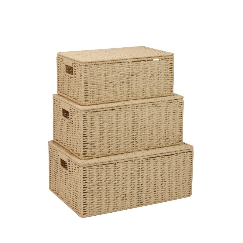 Honey-Can-Do Paper Rope Cord Basket Set,  Assorted Sizes (S, M, L), Natural, Set Of 3 - Image 2
