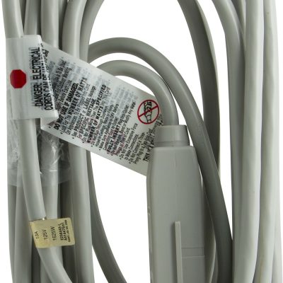 GE 3 Outlet Extension Cord, 25' Long Cord, Flat Plug, Gray, 43025