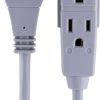 GE 3 Outlet Extension Cord, 25' Long Cord, Flat Plug, Gray, 43025 - Image 2