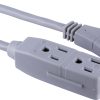 GE 3 Outlet Extension Cord, 25' Long Cord, Flat Plug, Gray, 43025 - Image 3