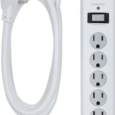 GE 6-Outlet Surge Protector, 10' Cord, White