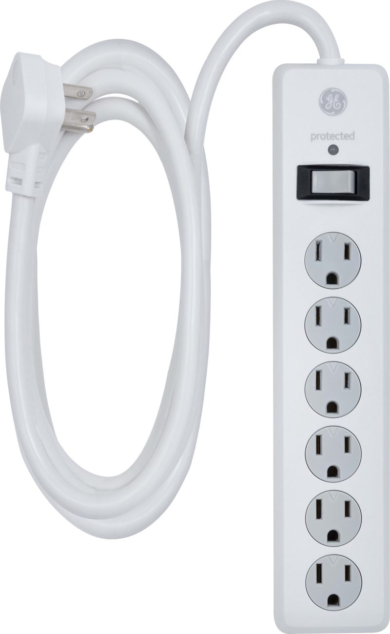 GE 6-Outlet Surge Protector, 10' Cord, White