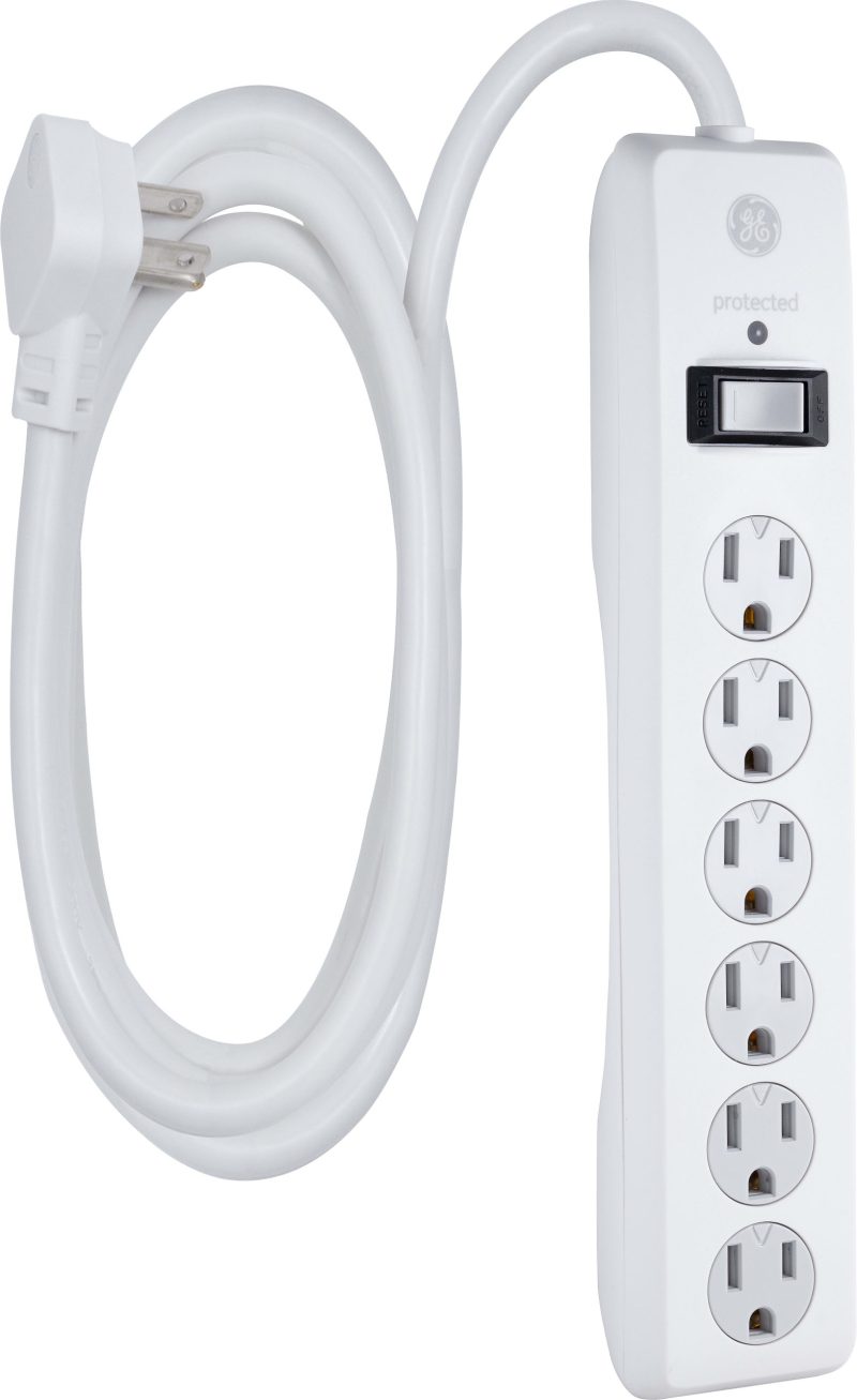 GE 6-Outlet Surge Protector, 10' Cord, White - Image 2